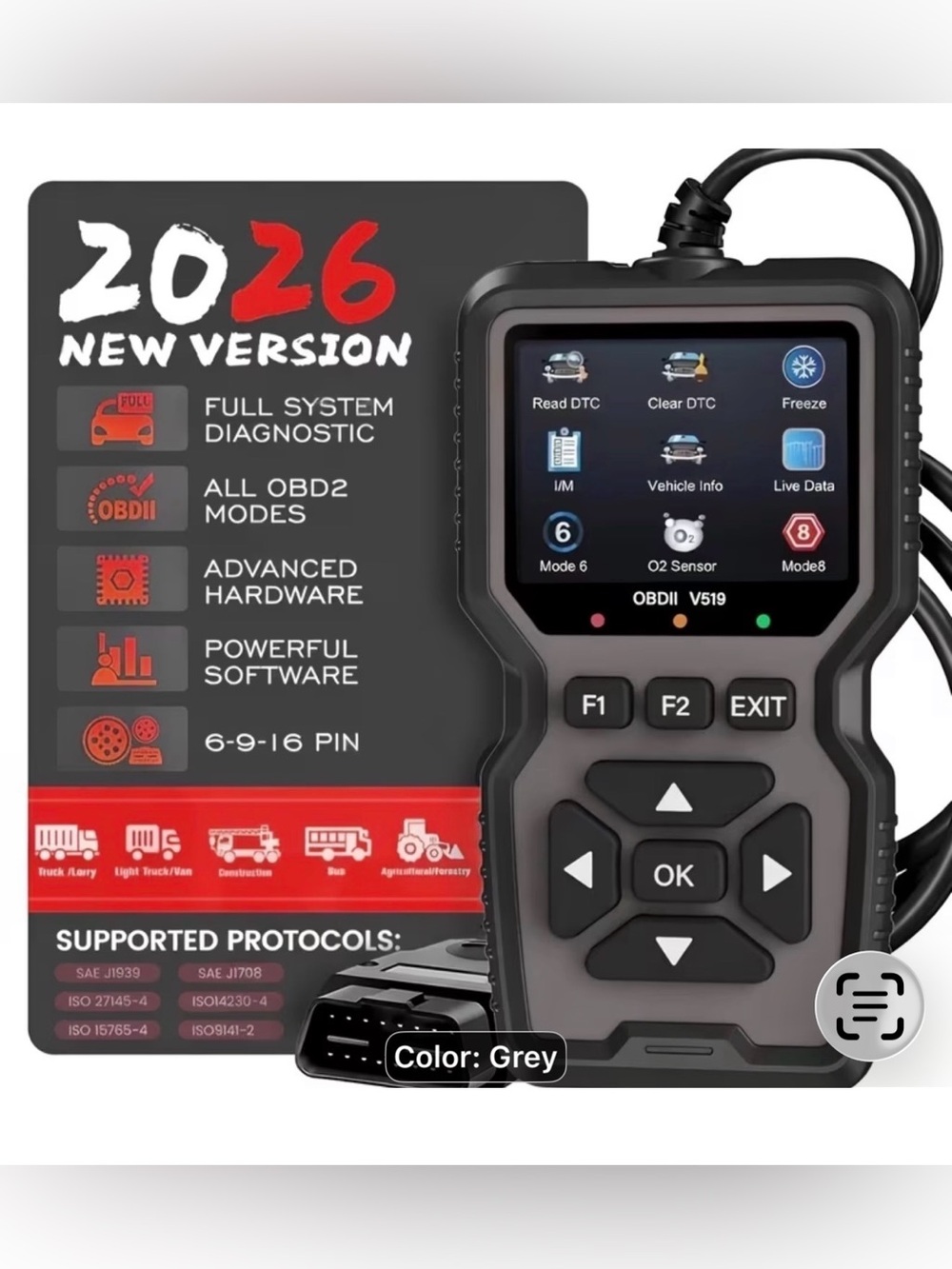 Brand NEW OBDII Car Diagnostic Scanner OBDII V519 - Grey